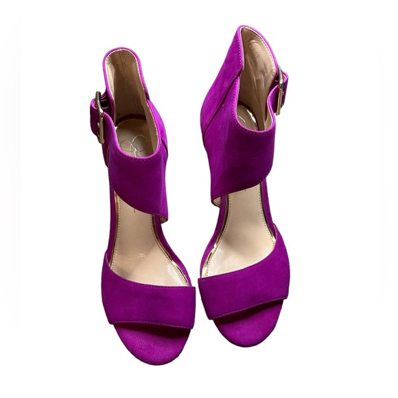 Jessica Simpson Marrionn Twilight Magenta Suede Leather Heels size 7.5 - Picture 5 of 6